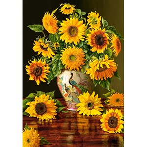 Castorland (C-103843) - "Sunflowers in a Peacock Vase" - 1000 piezas