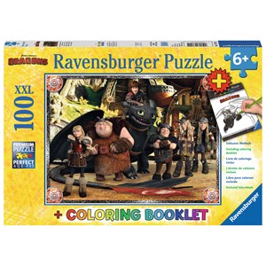 Ravensburger (13701) - "Dragons + Coloring Booklet" - 100 piezas