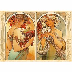 D-Toys (66930-MU06) - Alphonse Mucha: "Fruit and Flower Dyptich" - 1000 piezas