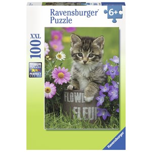 Ravensburger (10847) - "Kitten amongst the Flowers" - 100 piezas