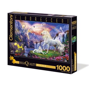 Clementoni (39285) - "Fluo Unicorn" - 1000 piezas