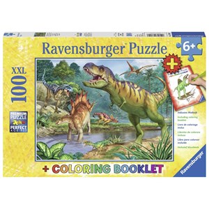 Ravensburger (13695) - "World of Dinosaurs + Colouring Booklet" - 100 piezas