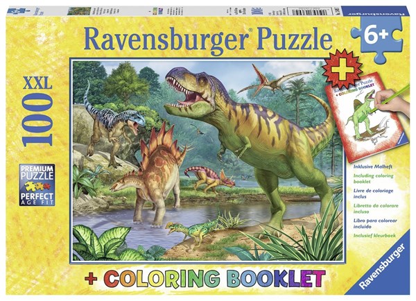 Ravensburger (13695) - "World of Dinosaurs + Colouring Booklet" - 100 piezas