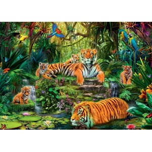 Jumbo (17245) - "Family of tigers at the Oasi" - 1000 piezas
