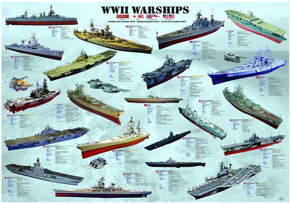 Eurographics (8000-0133) - "WWII Warships" - 1000 piezas