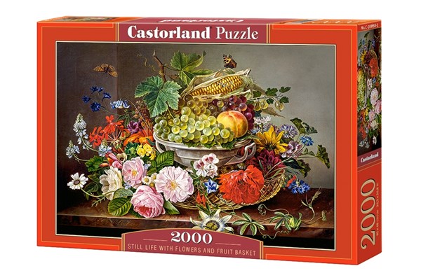 Castorland (C-200658) - "Still Life with Flowers and Fruit Basket" - 2000 piezas