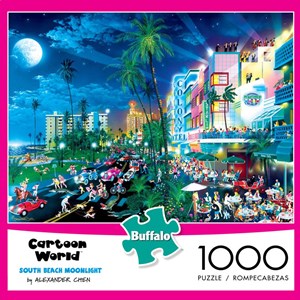 Buffalo Games (11526) - Alexander Chen: "South Beach Moonlight (Cartoon World)" - 1000 piezas