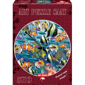 Art Puzzle (4292) - "Tropical Fish Clock" - 570 piezas