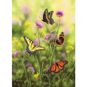 SunsOut (30921) - Rosemary Millette: "Butterflies and Thistle" - 500 piezas