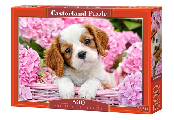 Castorland (B-52233) - "Pup in Pink Flowers" - 500 piezas