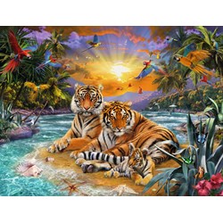 Ravensburger (16624) - "Tiger Family at Sunset" - 2000 piezas