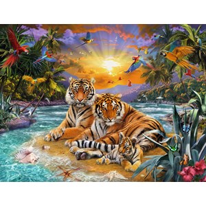 Ravensburger (16624) - "Tiger Family at Sunset" - 2000 piezas
