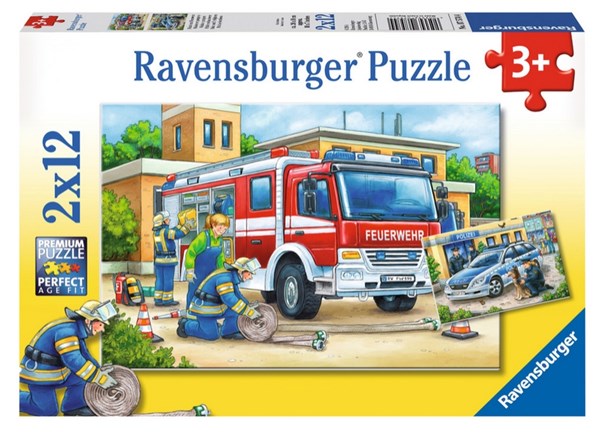Ravensburger (07574) - "Police and Firefighters" - 12 piezas
