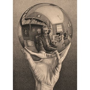 PuzzelMan (818) - M. C. Escher: "Globe in Hand" - 1000 piezas
