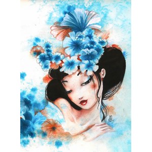 Grafika Kids (00737) - Misstigri: "Blue Flowers" - 300 piezas