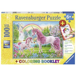 Ravensburger (13698) - "Magical Unicorns + Coloring Book" - 100 piezas