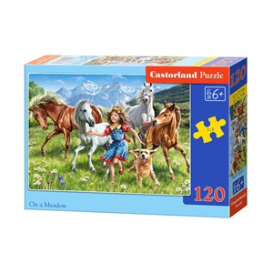 Castorland (B-13029) - "The girl and the horses in meadow" - 120 piezas