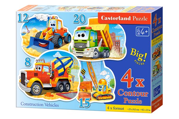 Castorland (B-043040) - "Construction Vehicles" - 8 12 15 20 piezas