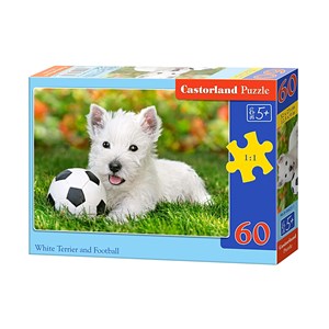 Castorland (B-06823) - "White Terrier and Football" - 60 piezas