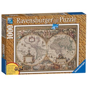 Ravensburger (19004) - "Print Wood, Antic Map of the World" - 1000 piezas