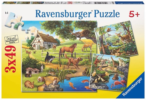 Ravensburger (09265) - "Wild, Pet and Zoo Animals" - 49 piezas