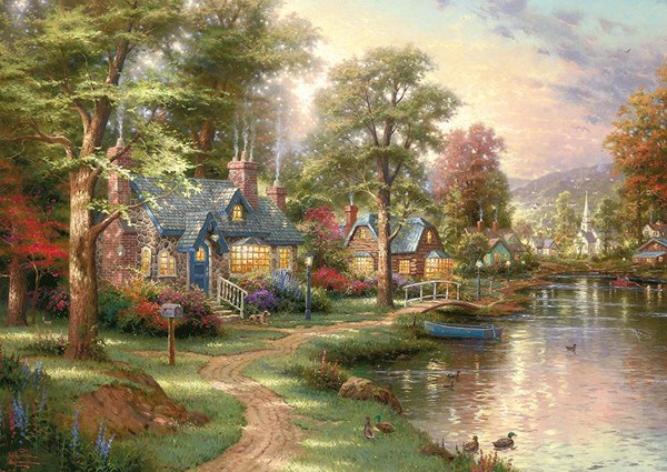 Schmidt Spiele (57452) - Thomas Kinkade: "The House near the Lake" - 1500 piezas