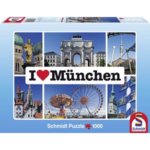 Schmidt Spiele (59284) - "I love München" - 1000 piezas