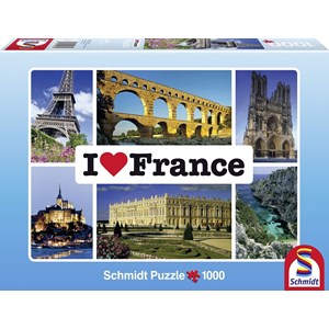 Schmidt Spiele (59282) - "I love France" - 1000 piezas