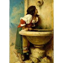 Grafika (00453) - Leon Bonnat: "Fille Romaine à la Fontaine, 1875" - 1000 piezas