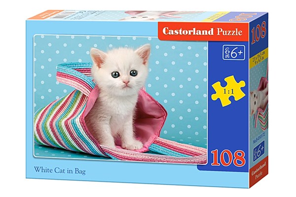 Castorland (B-010172) - "White Cat in Bag" - 108 piezas
