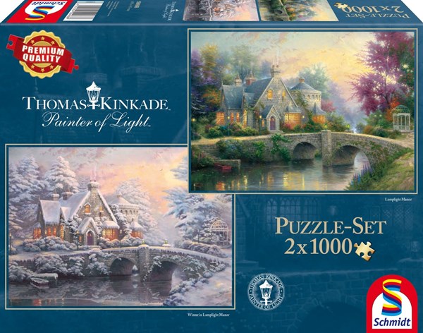 Schmidt Spiele (59468) - Thomas Kinkade: "Lamplight Manour, Winter at Lamplight Manour" - 1000 piezas