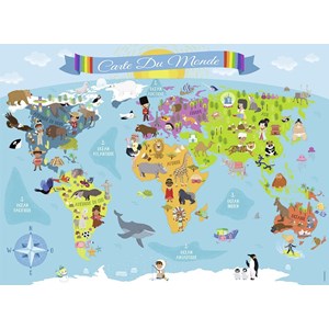 Nathan (86806) - "World Map (in French)" - 150 piezas