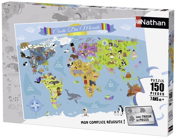 Nathan (86806) - "World Map (in French)" - 150 piezas