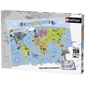 Nathan (86806) - "World Map (in French)" - 150 piezas