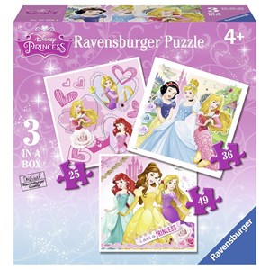 Ravensburger (07008) - "Disney Princess" - 25 36 49 piezas