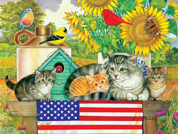 SunsOut (71988) - Amy Rosenberg: "Patriotic Kittens" - 300 piezas