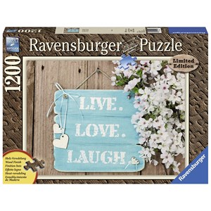Ravensburger (19913) - "Wood Finish, Live, Love, Laugh" - 1200 piezas