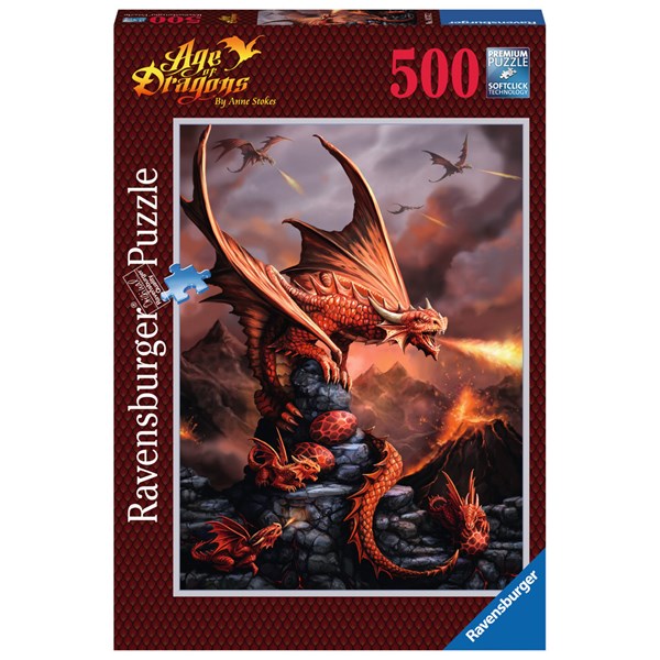 Ravensburger (14747) - Anne Stokes: "Fiery Dragon" - 500 piezas