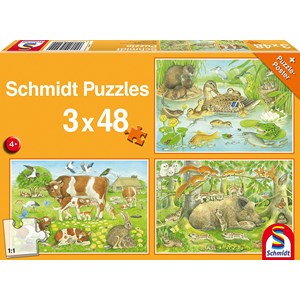 Schmidt Spiele (56222) - "Animal Families" - 48 piezas