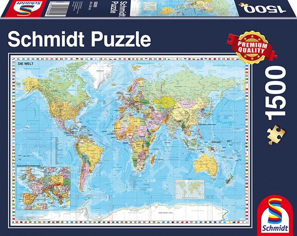 Schmidt Spiele (58289) - "World Map in German" - 1500 piezas