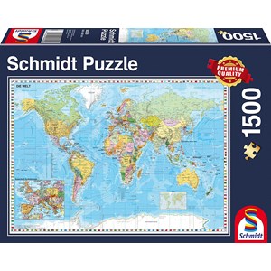 Schmidt Spiele (58289) - "World Map in German" - 1500 piezas
