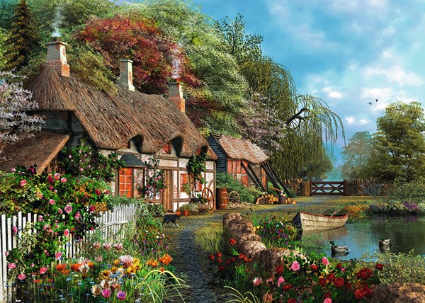 Ravensburger (13580) - Dominic Davison: "Cottage on a Lake" - 300 piezas