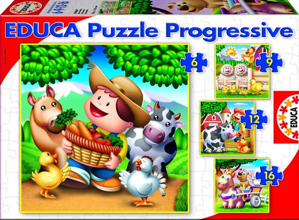 Educa (14867) - "Farm Animals" - 6 9 12 16 piezas