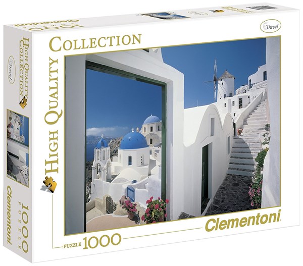 Clementoni (39163) - "Little Greek Street, Santorini" - 1000 piezas