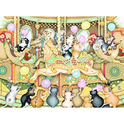 Ravensburger (14696) - Linda Jane Smith: "Crazy Cats on Carousel" - 500 piezas