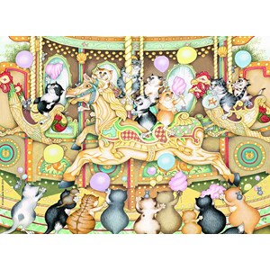Ravensburger (14696) - Linda Jane Smith: "Crazy Cats on Carousel" - 500 piezas