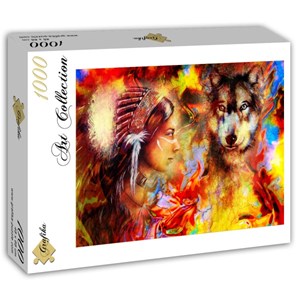 Grafika (T-00687) - "The Indian Woman and the Wolf" - 1000 piezas
