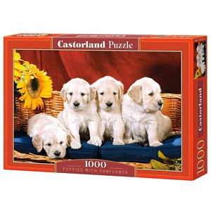Castorland (C-101771) - "Puppies with Sunflower" - 1000 piezas