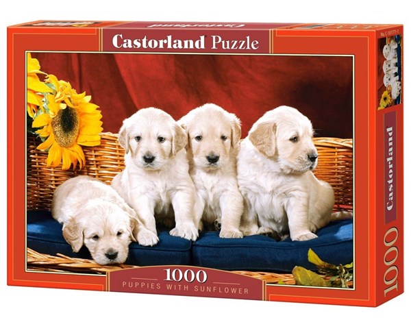 Castorland (C-101771) - "Puppies with Sunflower" - 1000 piezas