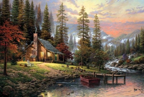 Schmidt Spiele (58455) - Thomas Kinkade: "A Peaceful Retreat" - 500 piezas